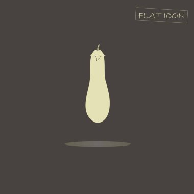 Siyah, düz simge vektör çizim üzerinde ışık patlıcan