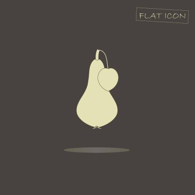 Işık armut ve siyah, düz simge vektör çizim yaprağı