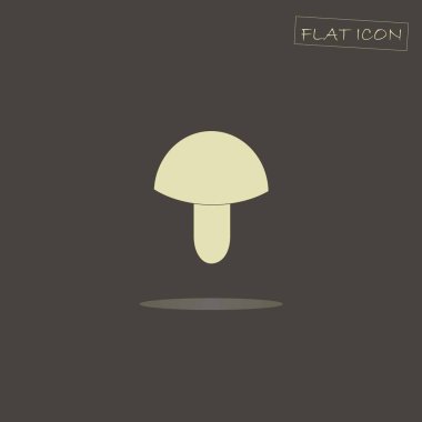 Siyah, düz simge vektör çizim üzerinde ışık mantar