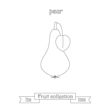 Çizgi armut simgesi, meyve simgesi toplama stok vektör illüstrasyon