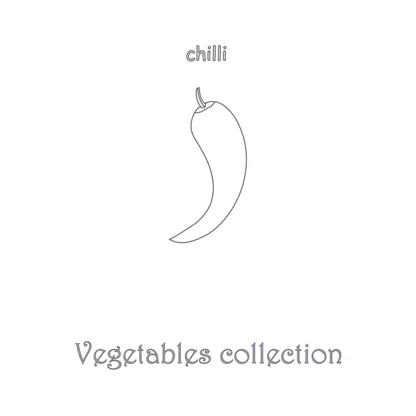 Linie Chilischote Symbol, Gemüse Symbol Sammlung Lager Vektor Abbildung — Stockvektor