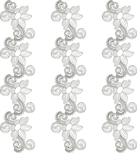 Inconsútil patrón floral monocromo vector de stock ilustración — Archivo Imágenes Vectoriales