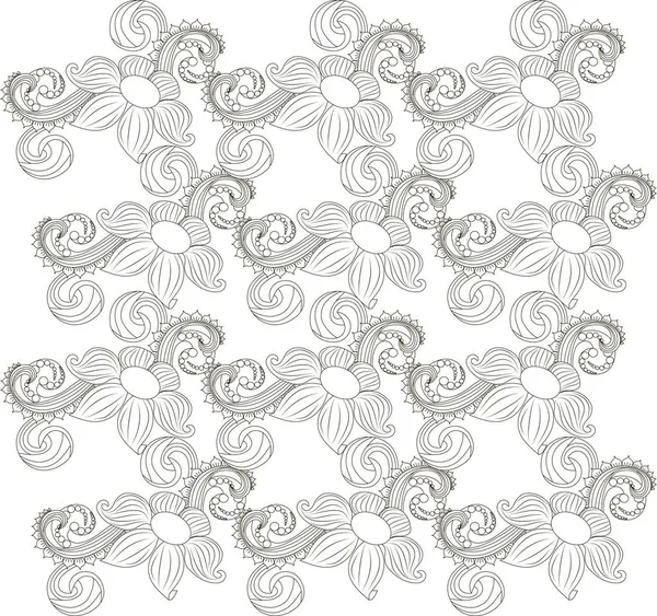 Inconsútil patrón floral monocromo vector de stock ilustración — Archivo Imágenes Vectoriales