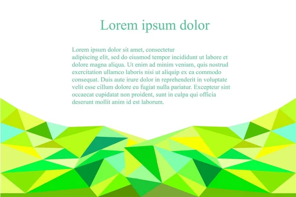 Triangle abstrait vert, jaune, fond bleu, illustration vectorielle Lorem ipsum — Image vectorielle