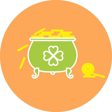 St Patrick's Day düz simgeler, set pot sikke vektör çizim ile