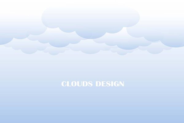 Clouds design background, blue gradient clouds on blue sky, stock vector illustration