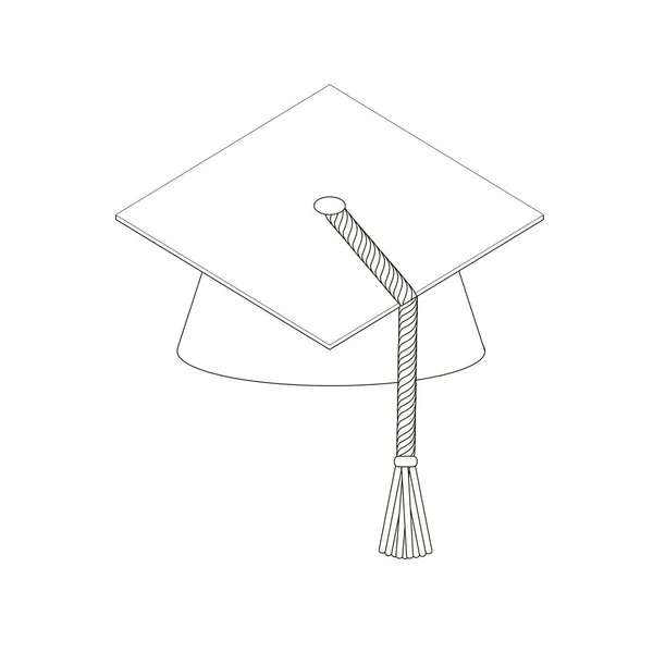 Monochrome line icon academic cap stock vector illustration — Stock Vector