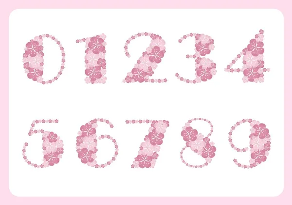 Números vetoriais de flores de pintura rosa na ilustração do vetor de estoque branco — Vetor de Stock