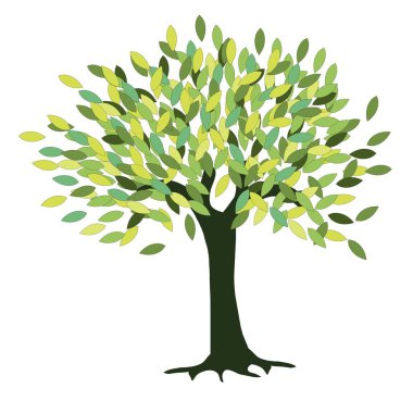 Yeşil ağaç beyaz hisse senedi vektör çizim üzerinde