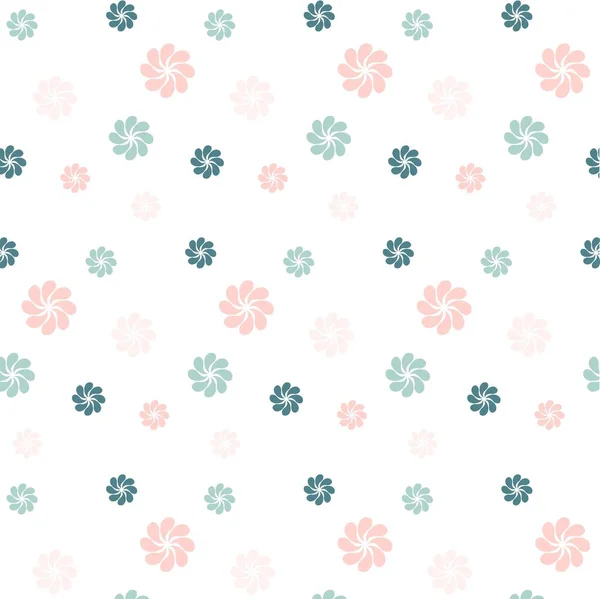 Blaue und rosa Blüten auf weißem Grund, Vektor-Illustration — Stockvektor