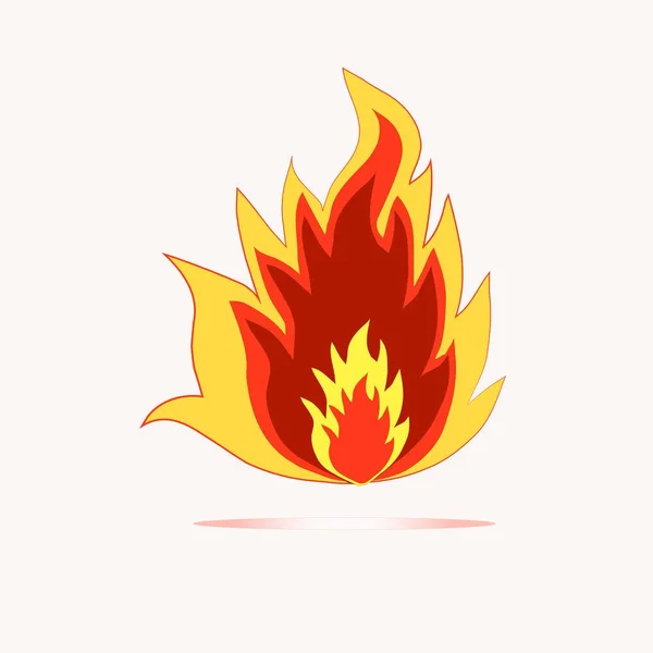 Stock vector illustration fire icon, orange, red, yellow flames on white — Stock Vector