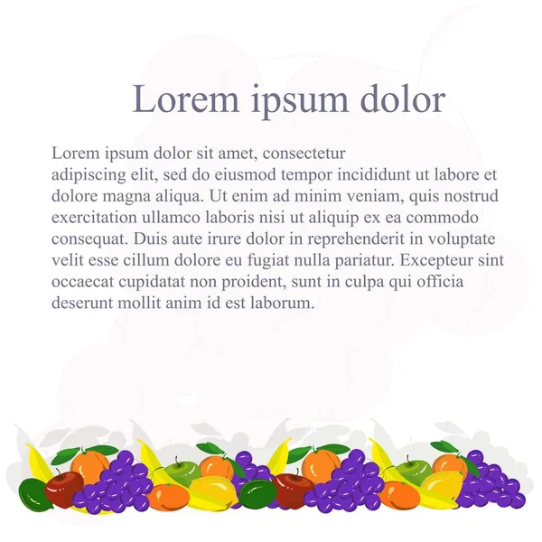 Fondo con la pintura de frutas de colores fuelle, Lorem ipsum stock vector ilustración — Vector de stock