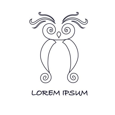 Çizgi tek renkli logosu ile stilize kuş, Lorem Ipsum hisse senedi vektör çizim