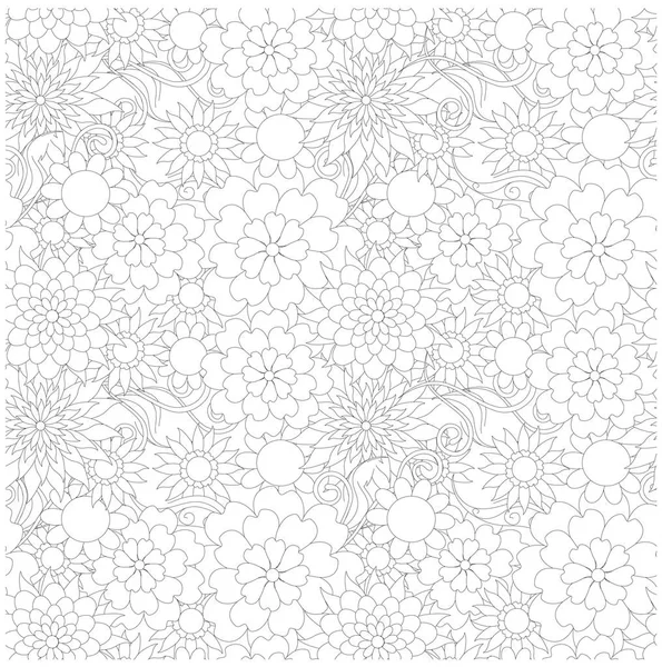 Inconsútil floral patrón monocromo stock vector ilustración — Archivo Imágenes Vectoriales