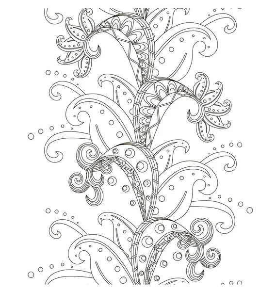 Inconsútil floral patrón monocromo stock vector ilustración — Vector de stock