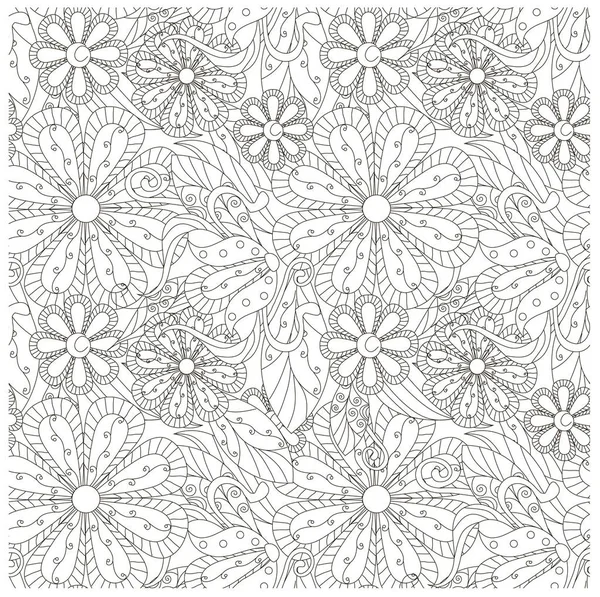 Inconsútil floral patrón monocromo stock vector ilustración — Archivo Imágenes Vectoriales