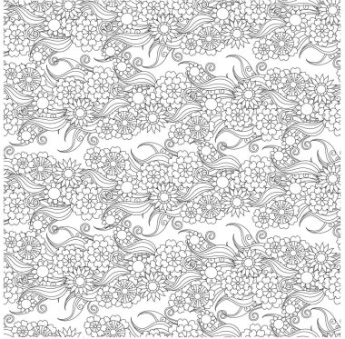 Seamless floral horizontal monochrome pattern stock vector illustration clipart