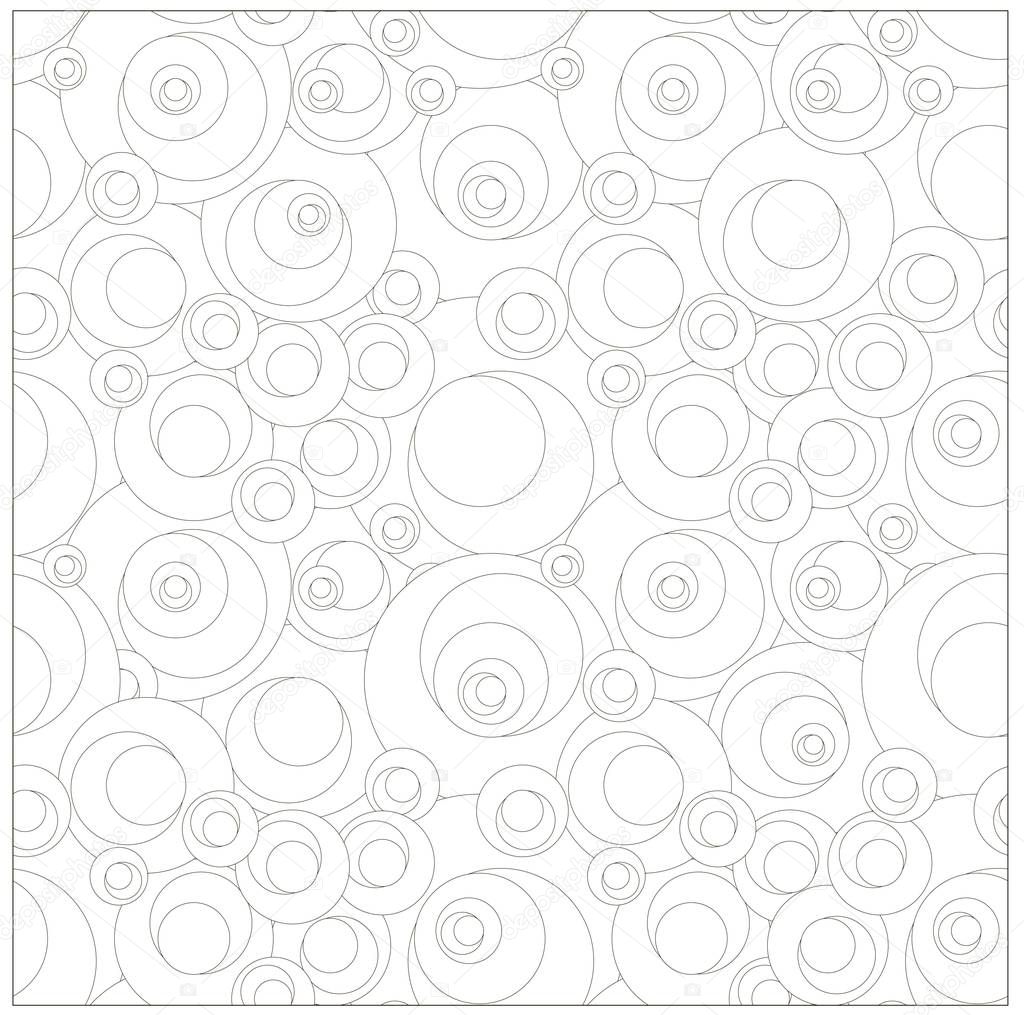 Seamless monochrome pattern with black line circles on white stock vector illustration