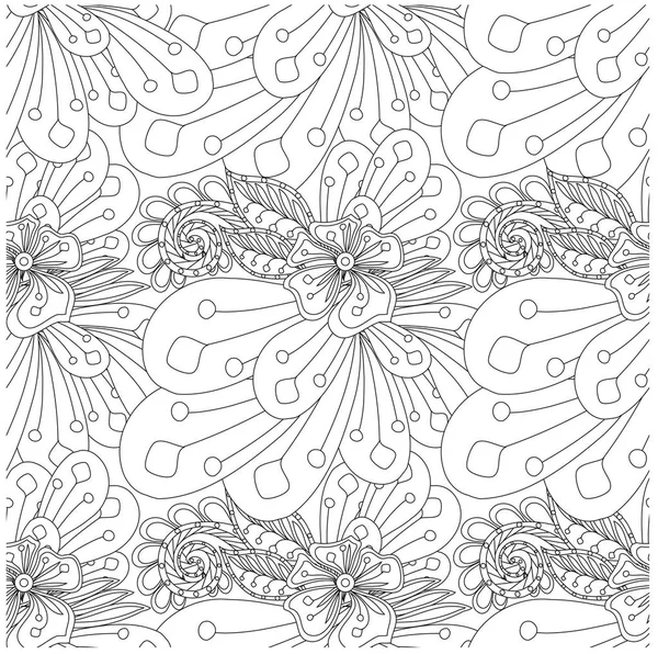 Illustration vectorielle de motif floral monochrome sans couture — Image vectorielle