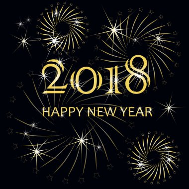 Tipografi afiş altın mutlu yeni yıl 2018, kutlama kartı üzerinde siyah stok vektör çizim