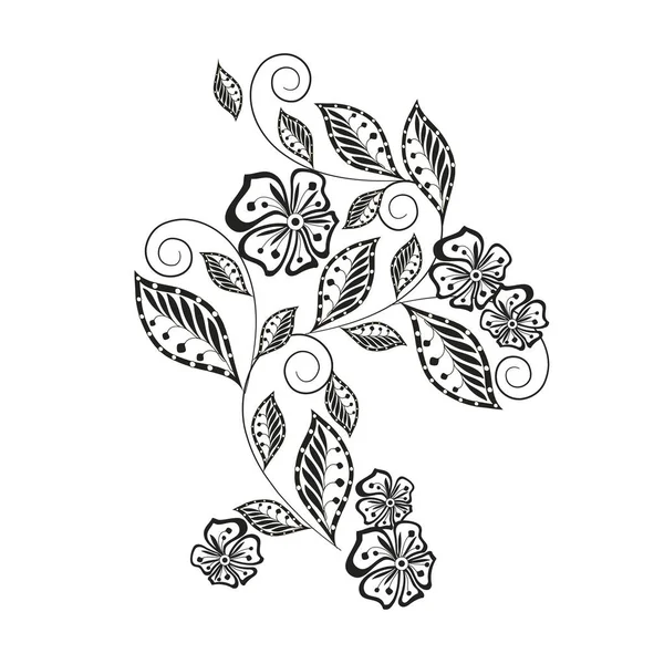 Monocromático mão desenhado elemento floral decorativo para colorir página, impressão, tatuagem estoque vetor ilustração — Vetor de Stock