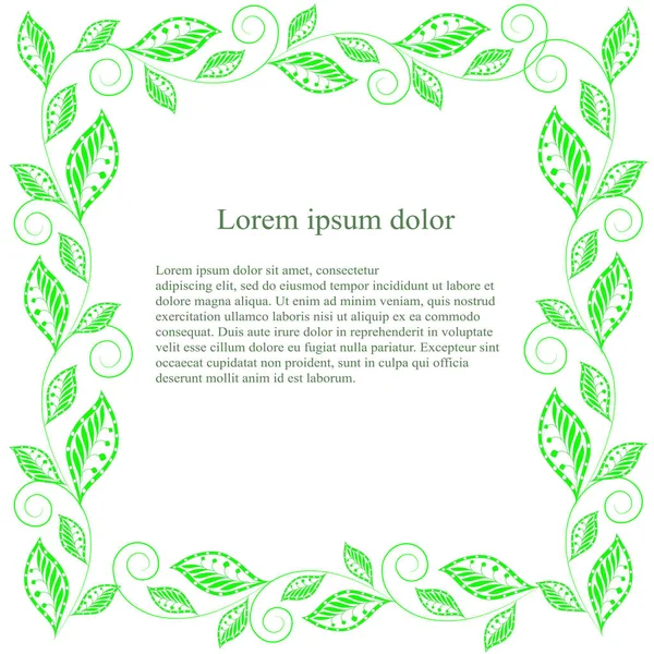 Marco cuadrado hoja verde Lorem ipsum stock vector ilustración — Vector de stock