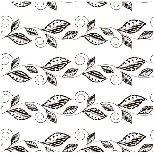 Inconsútil floral patrón monocromo stock vector ilustración — Archivo Imágenes Vectoriales