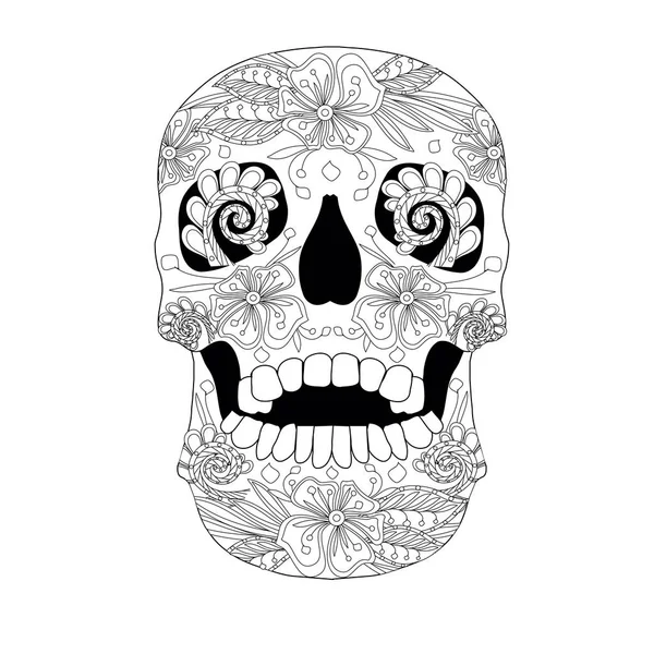 Monochrome sketch of ornate ornamental skull stock vector illustration — Stock Vector