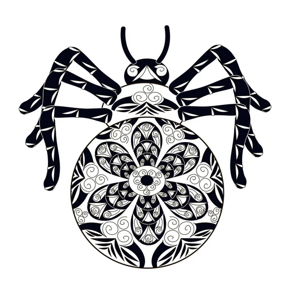 Стилізований монохромний павук Зантакле чорно-біла рука намальована Векторні ілюстрації — стокове фото