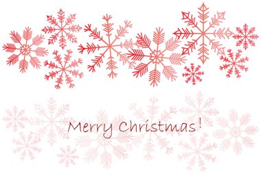 Background with red snowflakes on white, Merry Christmas stock vector illustration for winter design, for print