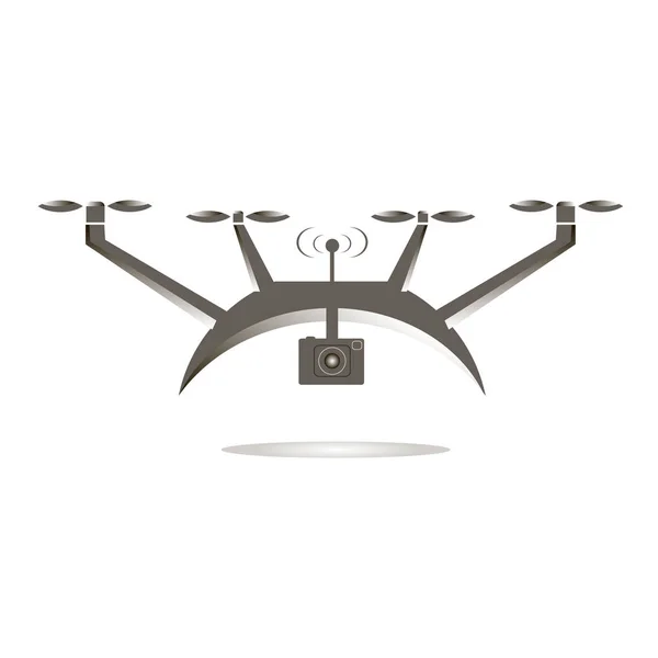 Flaches Design grau auf weiß Symbol von Drohnen Action-Kamera Stock Vektor Illustration — Stockvektor