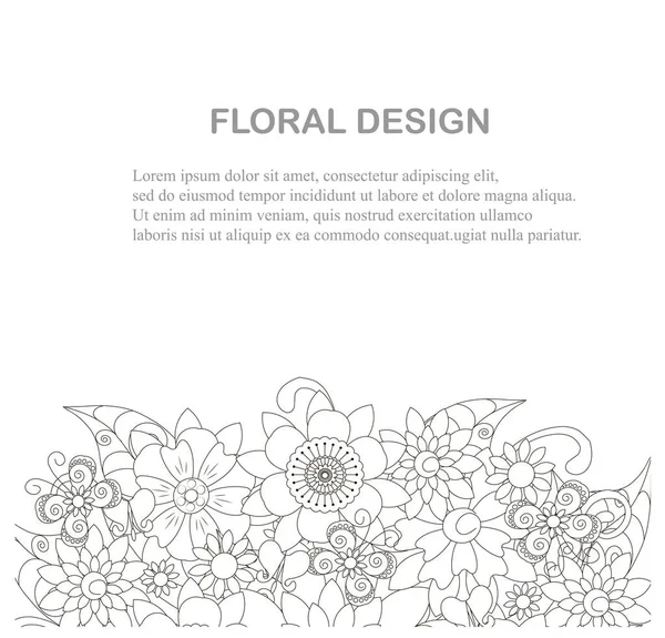 Fundo floral monocromático Lorem ipsum stock vector illustration — Vetor de Stock