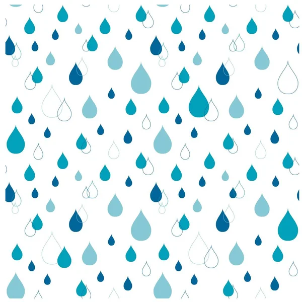 Patrón sin costuras de azul y azul oscuro gotas de agua en blanco, vector de stock ilustración — Vector de stock
