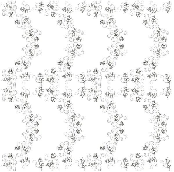 Sömlös blommig handritad monokrom mönster lager vektorillustration för utskrift, tapet, omslagspapper — Stock vektor