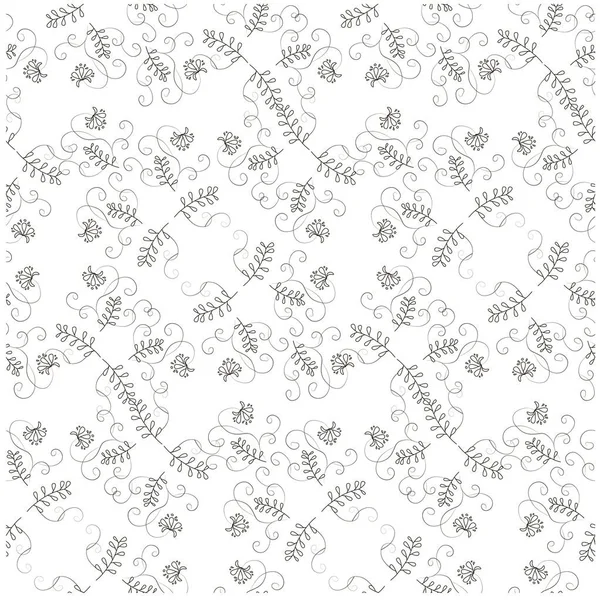 Bezproblémové květinové ručně kreslenou černobílý vzor akcií vektorové ilustrace pro tisk, tapety, balicí papír — Stockový vektor