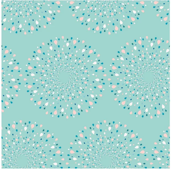 Fond sans couture, cercles, goutte bleue et rose sur l'illustration vectorielle de papier peint bleu — Image vectorielle