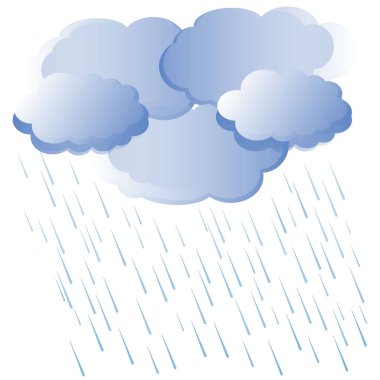 Degrade mavi bulutlar, beyaz adam hisse senedi vektör çizim üzerine damla yağmur