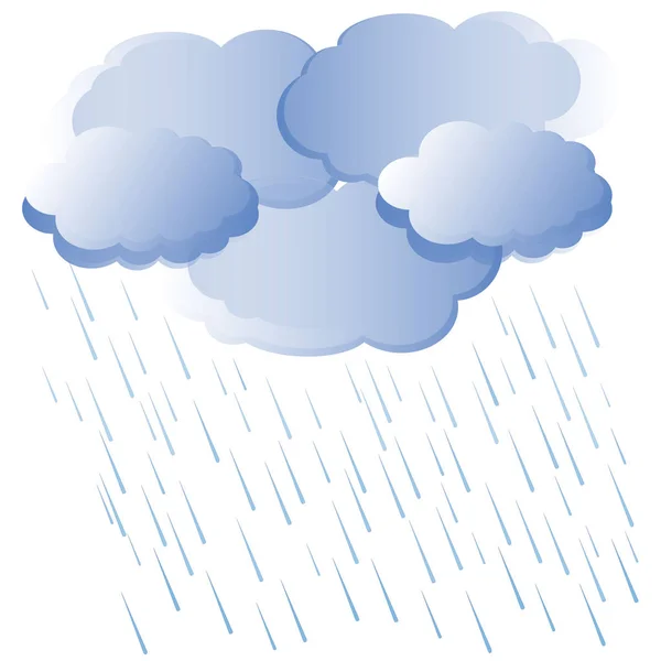 Gradiente nubes azules, gotas lluvia sobre fondo blanco stock vector ilustración — Vector de stock