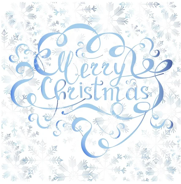 版式横幅与刻字圣诞快乐蓝色雪花背景 水彩效果对白色股票矢量插图 — 图库矢量图片