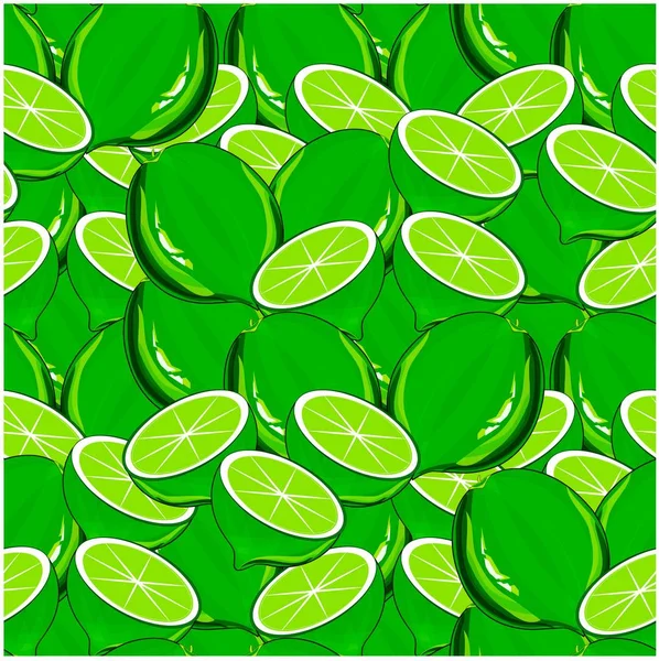 Seamless Mönster Handritad Målning Grön Lime Lager Vektorillustration För Packning — Stock vektor