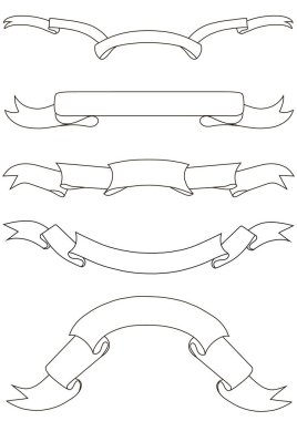 Elle çizilmiş tek renkli şerit afiş, hisse senedi vektör çizim seti