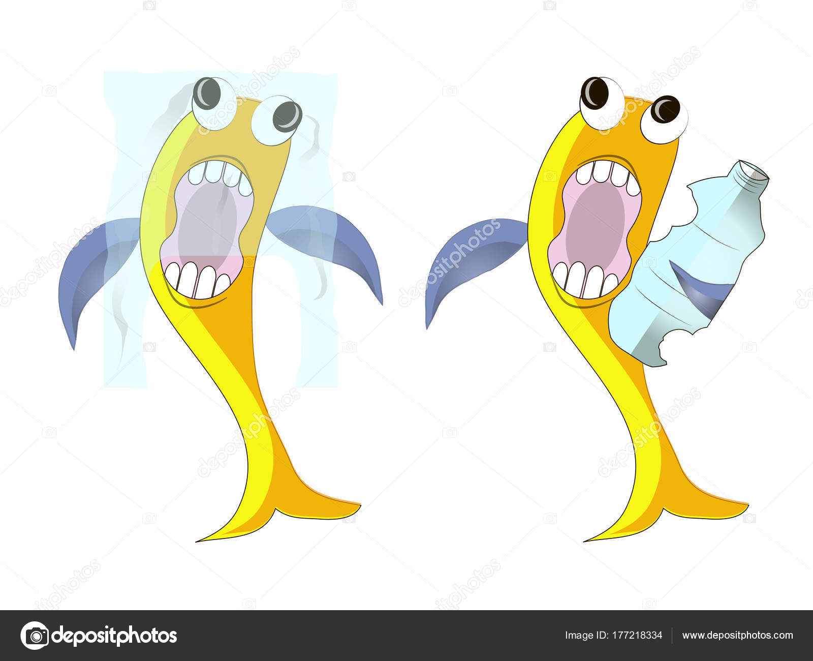 Download Yellow Fish Plastic Bag Blue Ocean Plastic Bottle Rubbish Pollution Stock Vector C Katimus Ukr Net 177218334 PSD Mockup Templates