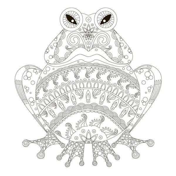 Zentangle Stylizované Zlobí Ručně Kreslenou Žába Černé Bílé Ručně Kreslenou — Stockový vektor