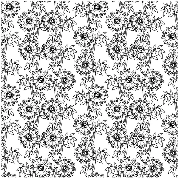 Seamless Floral Monochrome Pattern Stock Vector Illustration — Stock Vector