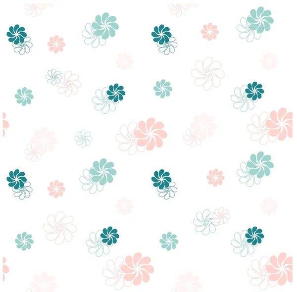 Patrón Floral Azul Rosa Sin Costuras Ilustración Vector Stock Blanco — Archivo Imágenes Vectoriales