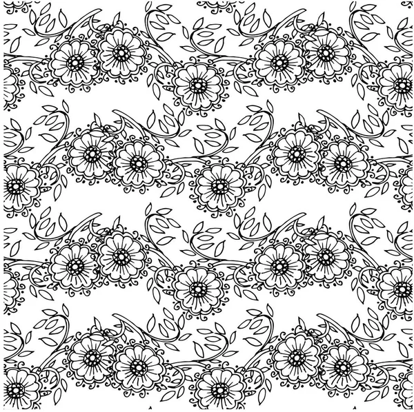 Inconsútil Floral Patrón Monocromo Stock Vector Ilustración — Archivo Imágenes Vectoriales