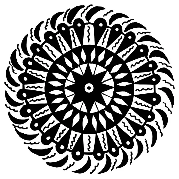 Desenho Mandala Monocromático Vetorial Desenhado Mão Elemento Design Estilo Doodle — Vetor de Stock