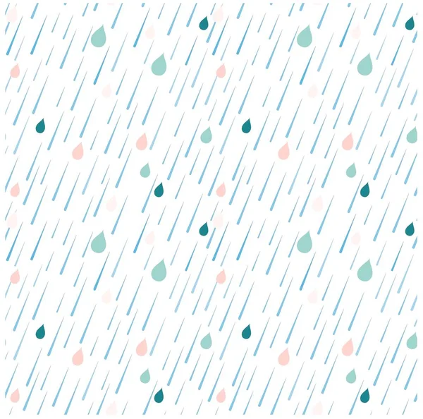 Azul Rosa Gotas Lluvia Patrón Sin Costura Sobre Fondo Blanco — Vector de stock