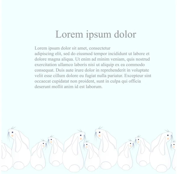 Liebres Blancas Sin Costura Vuelta Atrás Patrón Lorem Ipsum Azul — Vector de stock