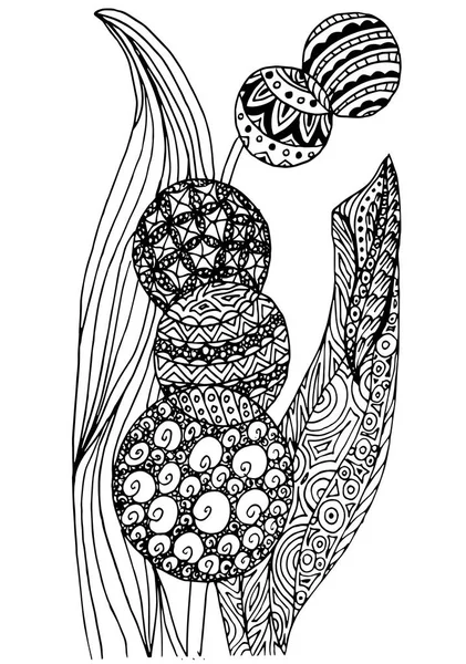 Hintergrund Handgezeichnetes Zen Wirrwarr Monochrom Stilisierte Blume Aktienvektorillustration Für Web — Stockvektor